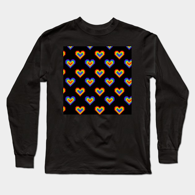 Pixel Heart - Love is Love - LGBT Long Sleeve T-Shirt by Kacarrot